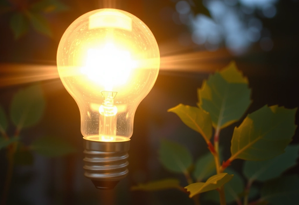 Una bombilla encendiéndose en un entorno natural, simbolizando inspiración y nuevas ideas