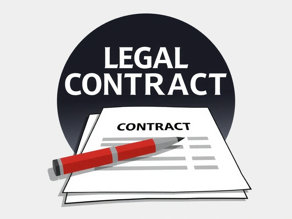 Ilustración de un contrato y un bolígrafo, simbolizando el acuerdo legal.
